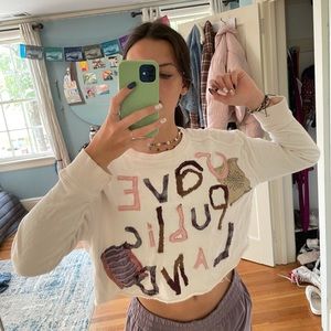 Hand sewn SAVE PUBLIC LANDS cropped sweater